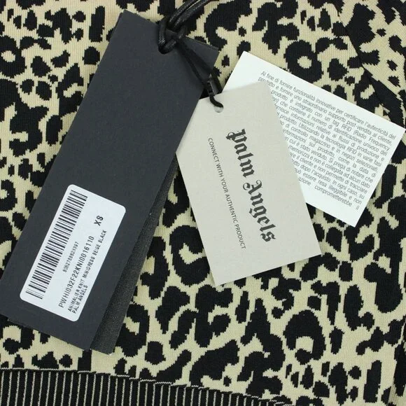 Palm Angels Long Sleeve Leopard Print Knitted Dress - FCM71